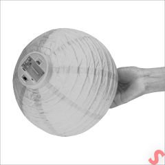 Led Işıklı Pilli Kağıt Top Fener, 25 cm - Beyaz