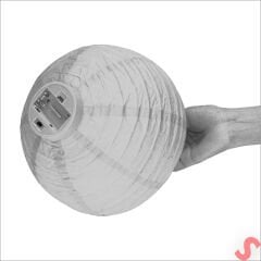 Led Işıklı Pilli Kağıt Top Fener, 25 cm - Beyaz