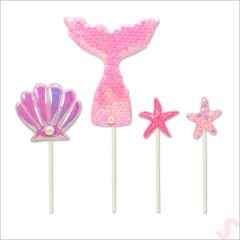 Deniz Kızı Pul Payetli Pasta SüSü, 4'lü SET - Pembe