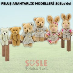 Peluş Kıyafetli Ayıcık Anahtarlık, 12,5 x 8,5 cm - Erkek Model