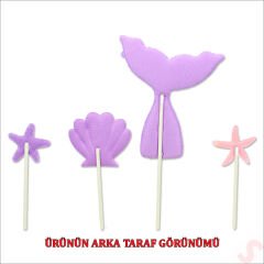 Deniz Kızı Pul Payetli Pasta SüSü, 4'lü SET - Mor