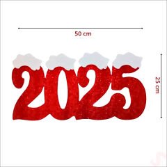 Yılbaşı Karlı 2025 Simli Strafor SüS - 50cm x 25cm