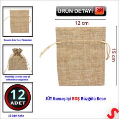 Natürel Jüt Kese, 12cm x 15cm - 12 Adet