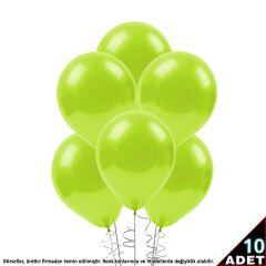 Metalik Parlak Balon, 30cm x 10 Adet - Açık Yeşil