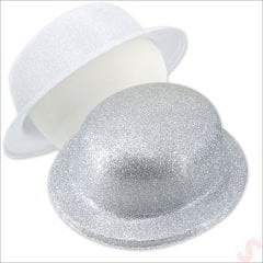 Simli Melon Şapka, 27cm x 7cm x 1 Adet - Gümüş