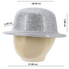 Simli Melon Şapka, 27cm x 7cm x 1 Adet - Gümüş