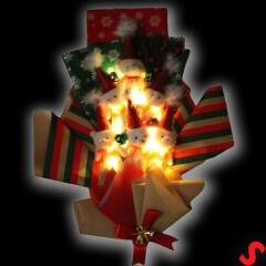 6 Pelüş Ayıcıklı ve Led Işıklı Yılbaşı Buketi, 57cm x 45cm