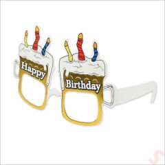 Happy Birthday Karton Gözlük, 15cm x 10cm x 6 Adet - Beyaz