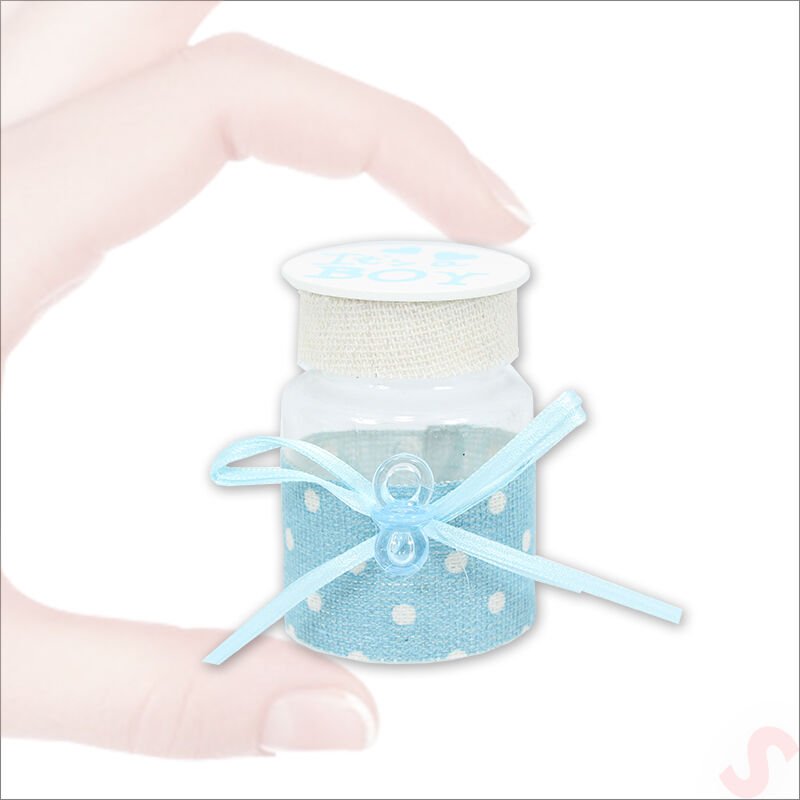 Emzikli Plastik Kavanoz, 6,5cm x 4cm x 12 Adet - Mavi