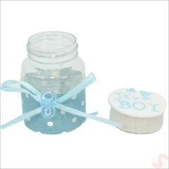 Emzikli Plastik Kavanoz, 6,5cm x 4cm x 12 Adet - Mavi