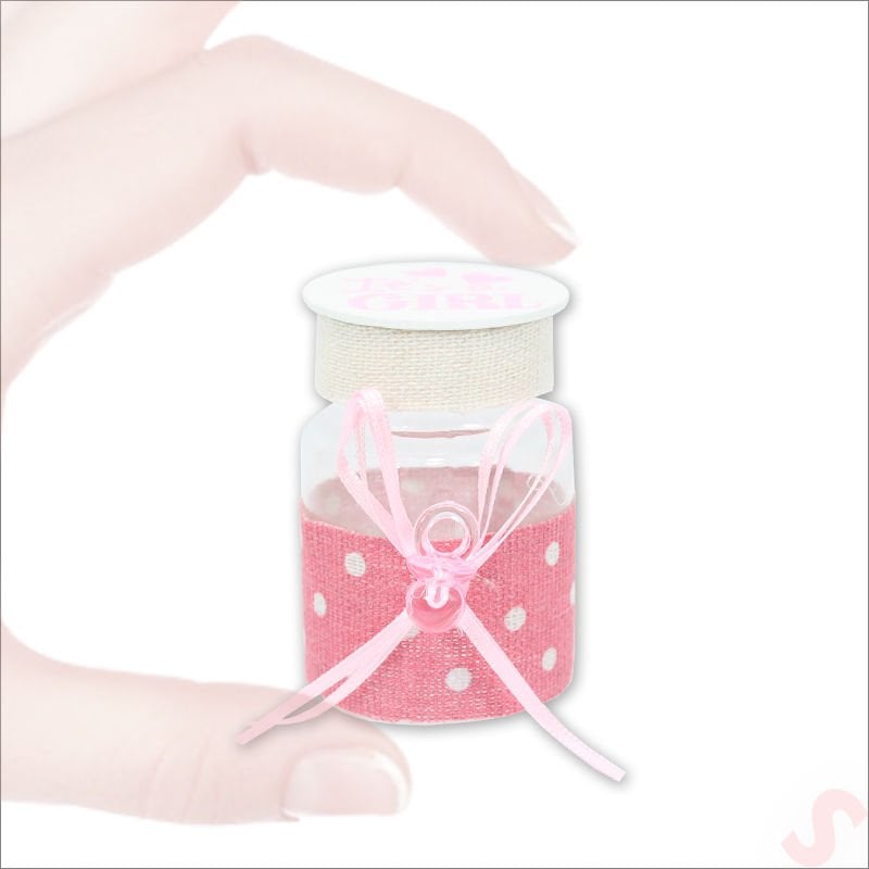 Emzikli Plastik Kavanoz, 6,5cm x 4cm x 12 Adet - Pembe