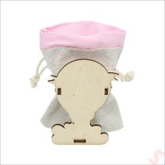 Ahşap Standlı 10cm x 8cm KESE, Pembe Uçan Balon - 1 Adet