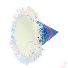 Hologram Happy Birthday Şapka, 24cm x 1 Adet - Mavi