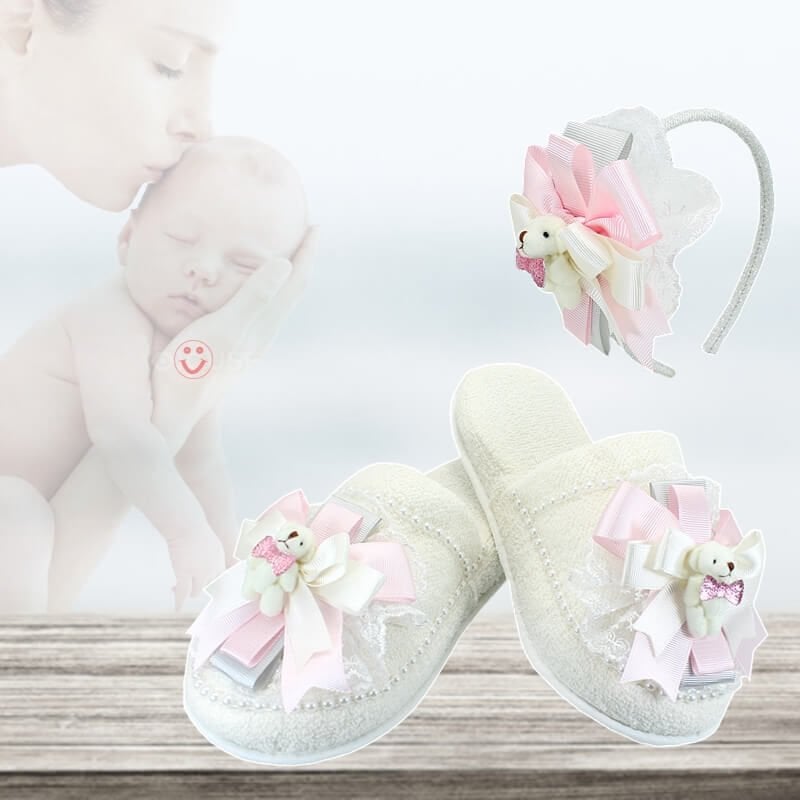 Lohusa Terlik ve Taç Seti, Ayıcıklı Pembe