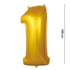 1 Yaş Rakam Folyo Balon, 100 cm - Altın