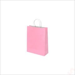 Büküm Saplı Kraft Çanta 22 x 16 x 8 cm, Pembe - 1 Adet