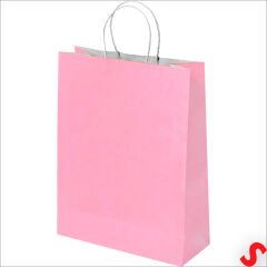 Büküm Saplı Kraft Çanta 22 x 16 x 8 cm, Pembe - 1 Adet