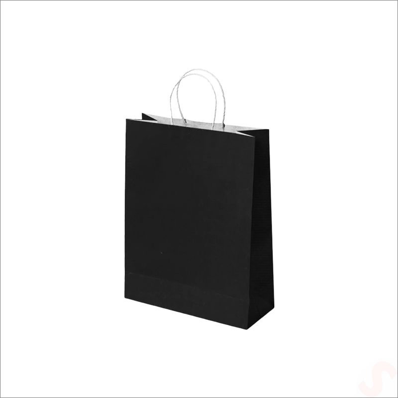 Büküm Saplı Kraft Çanta 32 x 26 x 12 cm, Siyah - 1 Adet