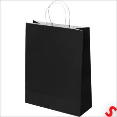 Büküm Saplı Kraft Çanta 32 x 26 x 12 cm, Siyah - 1 Adet