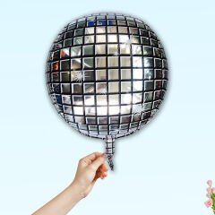 Disko Topu Folyo Balon, 50 cm - Gümüş