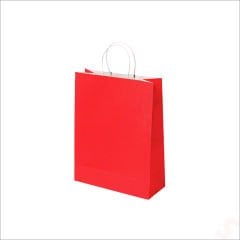Büküm Saplı Kraft Çanta 32 x 26 x 12 cm, Kırmızı - 1 Adet