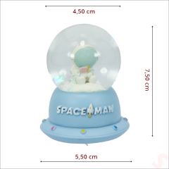 Uçuşan Yıldızlı,7,5cm x 4,5cm Led Işıklı Astronot Küre - Mavi