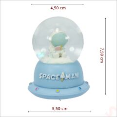 Uçuşan Yıldızlı,7,5cm x 4,5cm Led Işıklı Astronot Küre - Mavi
