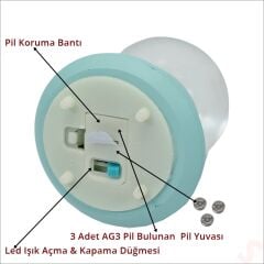 Uçuşan Yıldızlı,7,5cm x 4,5cm Led Işıklı Astronot Küre - Mavi