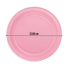 Pembe Plastik Tabak - 22,00 cm - 25 Adet