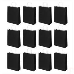 Büküm Saplı Kraft Çanta 42 x 31 x 12 cm, Siyah - 12 Adet