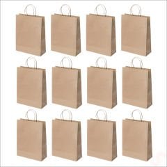Büküm Saplı Kraft Çanta 42 x 31 x 12 cm, Natürel - 12 Adet