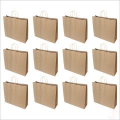 Büküm Saplı Kraft Çanta 40 x 44 x 13 cm, Natürel - 12 Adet