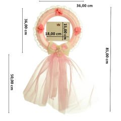 İsimlikli Tüllü Halka Kapı Süsü, Pembe