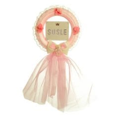 İsimlikli Tüllü Halka Kapı Süsü, Pembe