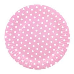 Puanlı, Pembe Karton Tabak  - 23,00 cm - 8 Adet