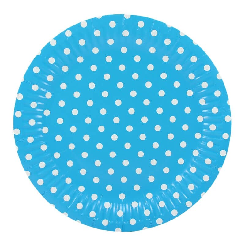 Puanlı, Mavi Karton Tabak - 23,00 cm - 8 Adet