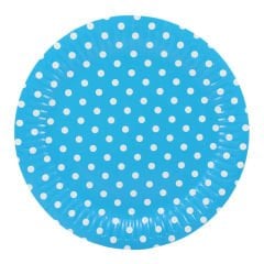 Puanlı, Mavi Karton Tabak - 23,00 cm - 8 Adet
