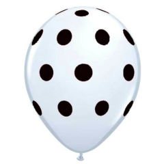 Siyah Puanlı Beyaz Balon - 10 Adet