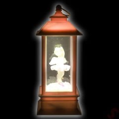 Uçuşan Simli,12,5cm x 5cm Led Işıklı Balerin Fener Küre - D