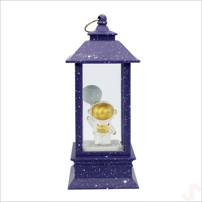 Uçuşan Simli,12,5cm x 5cm Led Işıklı Astronot Fener Küre - A