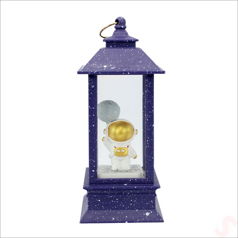 Uçuşan Simli,12,5cm x 5cm Led Işıklı Astronot Fener Küre - A