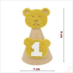 1 Yaş Kraft Külah Şapka - Altın