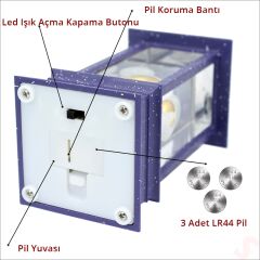 Uçuşan Simli,12,5cm x 5cm Led Işıklı Astronot Fener Küre - C
