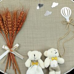 Kuru Çiçek Tanzimli, Jüt Kumaş, İsimli Oval Kapı Süsü