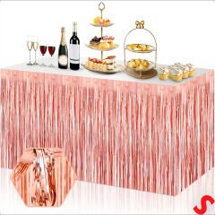 Parlak Saçaklı Işıltılı Masa Eteği 75cm x 275cm - Rose Gold