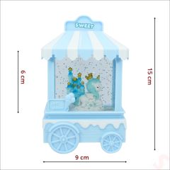 Uçuşan Simli,15cm x 9cm Led Işıklı Müzikli Unicorn Küre - Mavi