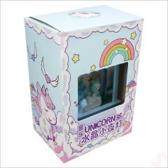 Uçuşan Simli,15cm x 9cm Led Işıklı Müzikli Unicorn Küre - Mavi