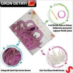 Baby Shower Simli Folyo Karton Banner, 90 cm - Pembe