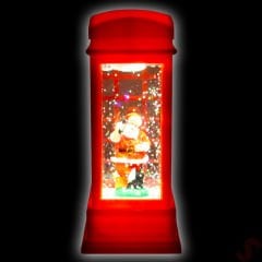 Uçuşan Simli,12,5 x 5cm Led Işıklı Telefon Kulübesi Küre-Noel Baba