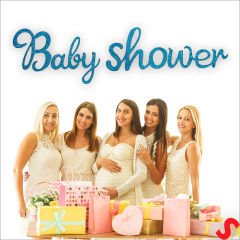 Baby Shower Simli Folyo Karton Banner, 90 cm - Mavi